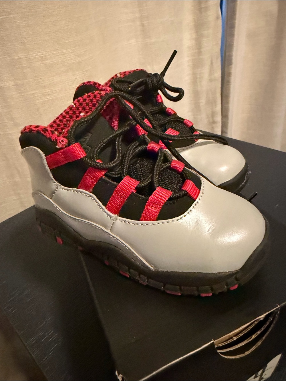 Nike Kids Grey and Pink High-Top Jordan Sneakers - Size 8c